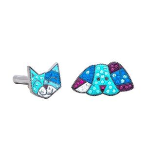 Romero Britto Cat&Dog Cufflinks with Swarovski Crystals. NWT Limited Edi…